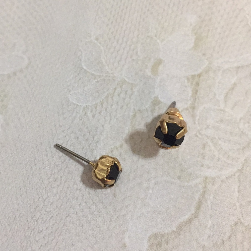 Black diamond stud earrings